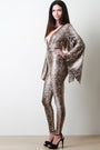 Python Print Long Kimono Sleeve Jumpsuit