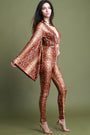 Python Print Long Kimono Sleeve Jumpsuit