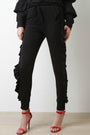 High Waisted Ruffled Sides Jogger Pants