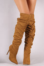 Suede Pointy Toe Slouchy Stiletto Over-The-Knee Boot
