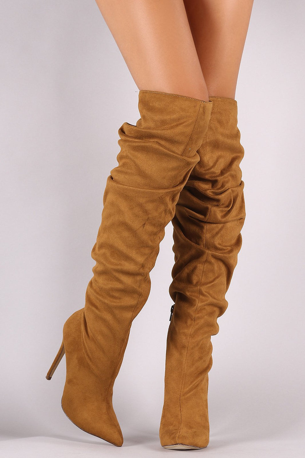Suede Pointy Toe Slouchy Stiletto Over-The-Knee Boot