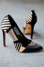 Geometric Pattern Knit Pointy Toe Stiletto Pump - NoveltyOne