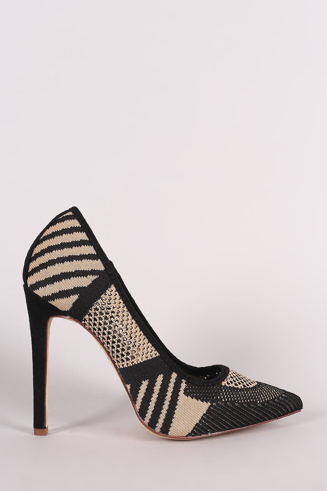 Geometric Pattern Knit Pointy Toe Stiletto Pump - NoveltyOne