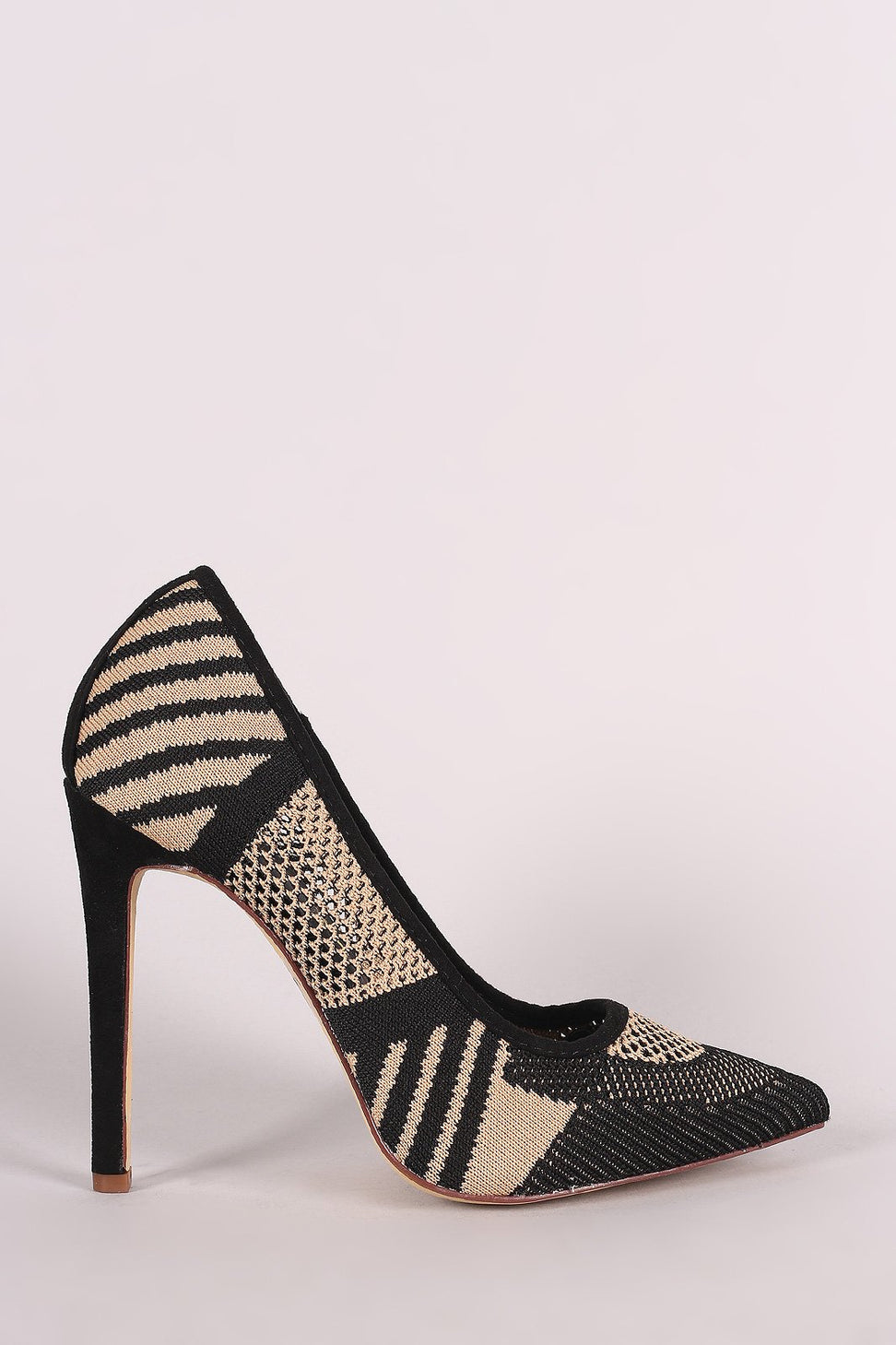 Geometric Pattern Knit Pointy Toe Stiletto Pump - NoveltyOne