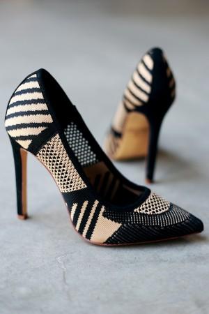 Geometric Pattern Knit Pointy Toe Stiletto Pump - NoveltyOne