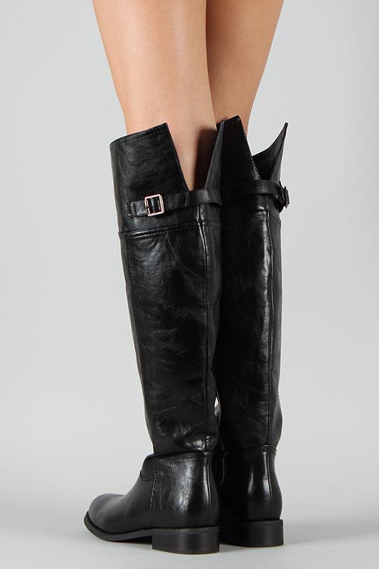 Breckelle Buckle Round Toe Riding Boots