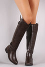 Breckelle Buckle Round Toe Riding Boots